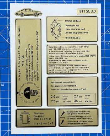 Autocollants Sticker Porsche 911 - Type G - 911 3,0