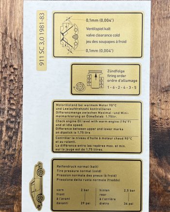 Porsche sticker Porsche 911 - Type G rear cross member 911 SC 3.0 - 81-83